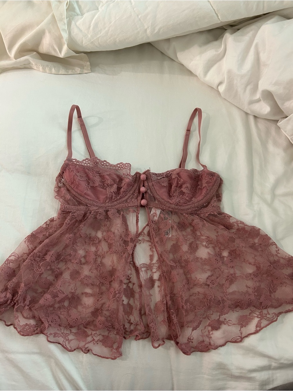Urban Outfitters Dusty Rose Lace Babydoll Chemise